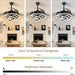 42 in. Black Retractable Ceiling Fan, Chandelier Ceiling Fan with Lights, Silent Reversible DC Ceiling Fan, Bedroom Ceiling Fan with Lights-2-ErisView
