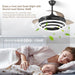 42 in. Black Retractable Ceiling Fan, Chandelier Ceiling Fan with Lights, Silent Reversible DC Ceiling Fan, Bedroom Ceiling Fan with Lights-6-ErisView