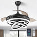 42 in. Black Retractable Ceiling Fan, Chandelier Ceiling Fan with Lights, Silent Reversible DC Ceiling Fan, Bedroom Ceiling Fan with Lights-1-ErisView
