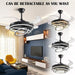 42 in. Black Retractable Ceiling Fan with Lights and Remote, Modern Rings LED Chandeliers, Invisible Ceiling Fans Fandelier -6-ErisView