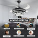 42 in. Black Retractable Ceiling Fan with Lights and Remote, Modern Rings LED Chandeliers, Invisible Ceiling Fans Fandelier -7-ErisView