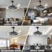 42 in. Black Retractable Ceiling Fan with Lights and Remote, Modern Rings LED Chandeliers, Invisible Ceiling Fans Fandelier -8-ErisView