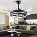 42 in. Black Retractable Ceiling Fan with Lights and Remote, Modern Rings LED Chandeliers, Invisible Ceiling Fans Fandelier -9-ErisView