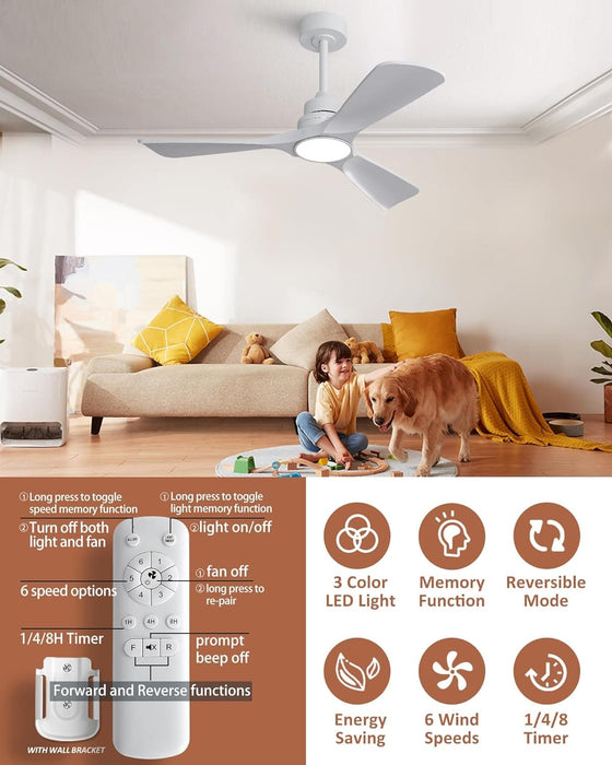 42 in. Brown Outdoor Ceiling Fan with Light and Remote, Reversible Modern Ceiling Fan for Patio Porch Gazebo, Indoor Ceiling Fan for Bedroom Kids room-10-ErisView
