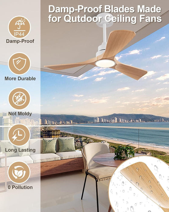 42 in. Brown Outdoor Ceiling Fan with Light and Remote, Reversible Modern Ceiling Fan for Patio Porch Gazebo, Indoor Ceiling Fan for Bedroom Kids room-13-ErisView