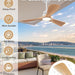 42 in. Brown Outdoor Ceiling Fan with Light and Remote, Reversible Modern Ceiling Fan for Patio Porch Gazebo, Indoor Ceiling Fan for Bedroom Kids room-13-ErisView