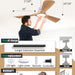 42 in. Brown Outdoor Ceiling Fan with Light and Remote, Reversible Modern Ceiling Fan for Patio Porch Gazebo, Indoor Ceiling Fan for Bedroom Kids room-16-ErisView