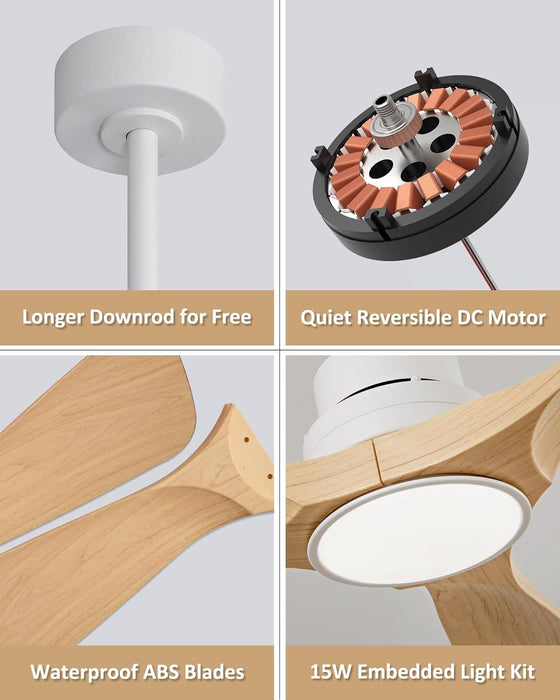 42 in. Brown Outdoor Ceiling Fan with Light and Remote, Reversible Modern Ceiling Fan for Patio Porch Gazebo, Indoor Ceiling Fan for Bedroom Kids room-17-ErisView