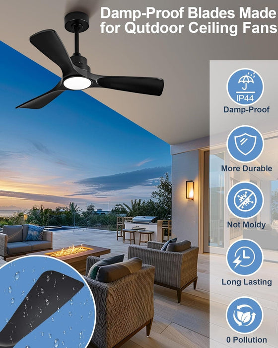 42 in. Brown Outdoor Ceiling Fan with Light and Remote, Reversible Modern Ceiling Fan for Patio Porch Gazebo, Indoor Ceiling Fan for Bedroom Kids room-19-ErisView