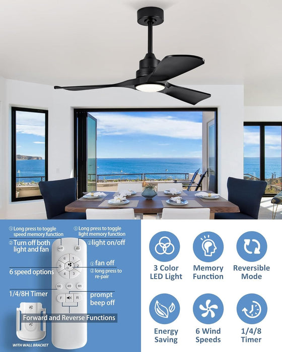 42 in. Brown Outdoor Ceiling Fan with Light and Remote, Reversible Modern Ceiling Fan for Patio Porch Gazebo, Indoor Ceiling Fan for Bedroom Kids room-21-ErisView