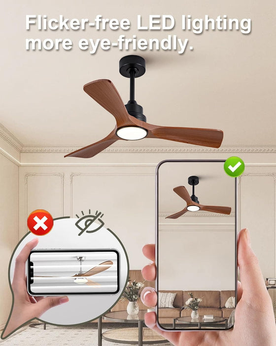 42 in. Brown Outdoor Ceiling Fan with Light and Remote, Reversible Modern Ceiling Fan for Patio Porch Gazebo, Indoor Ceiling Fan for Bedroom Kids room-3-ErisView