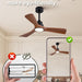42 in. Brown Outdoor Ceiling Fan with Light and Remote, Reversible Modern Ceiling Fan for Patio Porch Gazebo, Indoor Ceiling Fan for Bedroom Kids room-3-ErisView