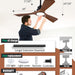 42 in. Brown Outdoor Ceiling Fan with Light and Remote, Reversible Modern Ceiling Fan for Patio Porch Gazebo, Indoor Ceiling Fan for Bedroom Kids room-6-ErisView