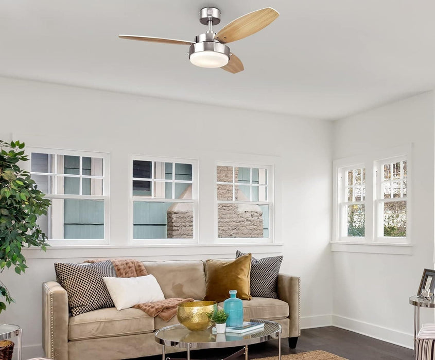 42 in. Brushed Nickel Ceiling Fan, Home Ceiling Fan, Best Flush Mount Ceiling Fans-5-ErisView