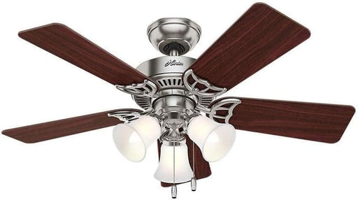 42 in. Brushed Nickel Ceiling Fan with LED Light Kit and Pull Chain, Ceiling Hugger Ceiling Fan with Light-1-ErisView