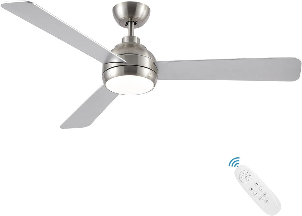42 in. Brushed Nickel Ceiling Fan with Lights and Remote, Dimmable Reversible Quiet Ceiling Fans, Modern Bedroom Ceiling Fans, Living Room Fan-10-ErisView