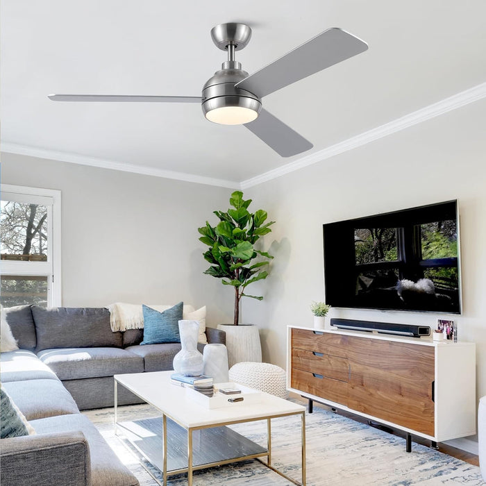 42 in. Brushed Nickel Ceiling Fan with Lights and Remote, Dimmable Reversible Quiet Ceiling Fans, Modern Bedroom Ceiling Fans, Living Room Fan-11-ErisView