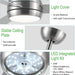 42 in. Brushed Nickel Ceiling Fan with Lights and Remote, Dimmable Reversible Quiet Ceiling Fans, Modern Bedroom Ceiling Fans, Living Room Fan-18-ErisView