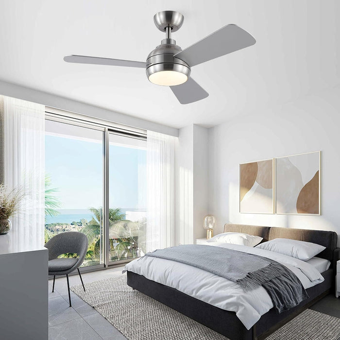 42 in. Brushed Nickel Ceiling Fan with Lights and Remote, Dimmable Reversible Quiet Ceiling Fans, Modern Bedroom Ceiling Fans, Living Room Fan-3-ErisView