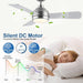42 in. Brushed Nickel Ceiling Fan with Lights and Remote, Dimmable Reversible Quiet Ceiling Fans, Modern Bedroom Ceiling Fans, Living Room Fan-4-ErisView
