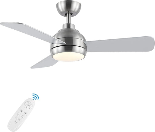 42 in. Brushed Nickel Ceiling Fan with Lights and Remote, Dimmable Reversible Quiet Ceiling Fans, Modern Bedroom Ceiling Fans, Living Room Fan-1-ErisView