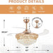 42 in. Ceiling Fan LED Light and Remote, Rose Gold Crystal Chandelier Fan, Pretty Ceiling Fans, Ceiling Fan for Bedroom Living Room Dining Room-7-ErisView