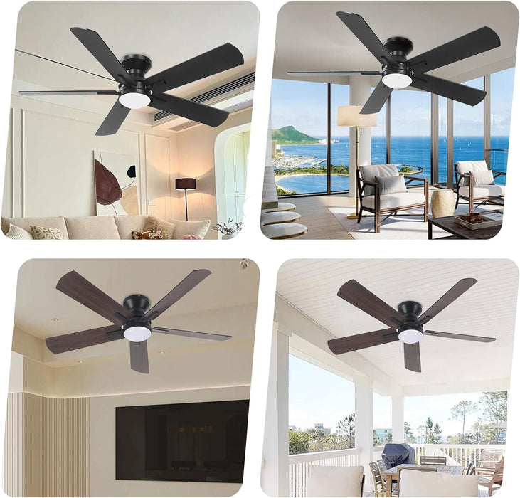 42 in. Ceiling Fan with Bright Light and Remote, Low Profile Flush Mount Modern Ceiling Fan for Bedroom Kitchen Kids Room, Reversible Quiet Ceiling Fans-4-ErisView