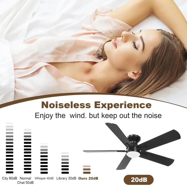 42 in. Ceiling Fan with Bright Light and Remote, Low Profile Flush Mount Modern Ceiling Fan for Bedroom Kitchen Kids Room, Reversible Quiet Ceiling Fans-8-ErisView