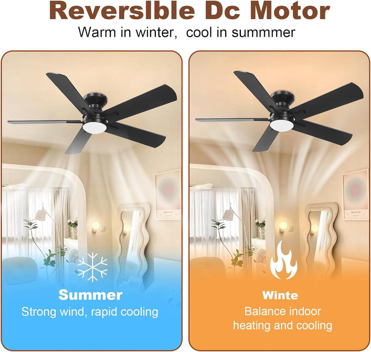 42 in. Ceiling Fan with Bright Light and Remote, Low Profile Flush Mount Modern Ceiling Fan for Bedroom Kitchen Kids Room, Reversible Quiet Ceiling Fans-9-ErisView