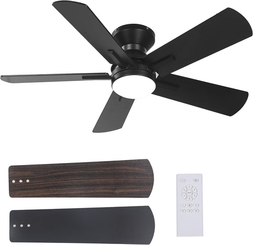42 in. Ceiling Fan with Bright Light and Remote, Low Profile Flush Mount Modern Ceiling Fan for Bedroom Kitchen Kids Room, Reversible Quiet Ceiling Fans-1-ErisView