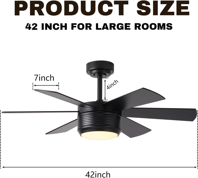 42 in. Ceiling Fan with Light and Remote APP Control, Reversible Outdoor Wood Ceiling Fan, Best Outdoor Ceiling Fan with Light, Black Outdoor Ceiling Fan-8-ErisView