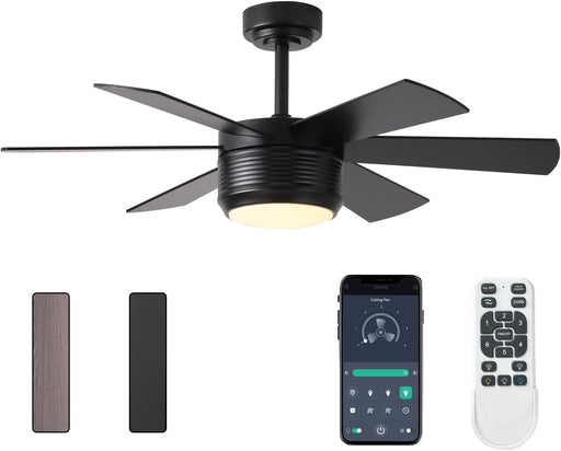 42 in. Ceiling Fan with Light and Remote APP Control, Reversible Outdoor Wood Ceiling Fan, Best Outdoor Ceiling Fan with Light, Black Outdoor Ceiling Fan-1-ErisView