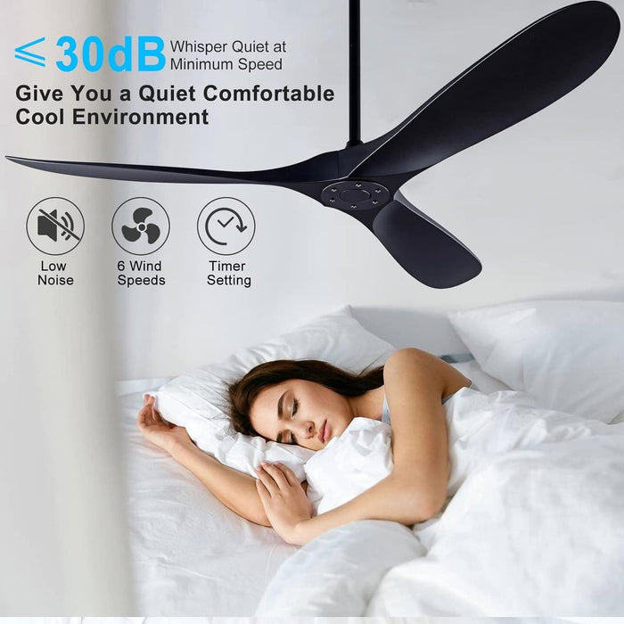 42 in. Ceiling Fan with Light and Remote, Farmhouse Reversible Quiet Ceiling Fans for Living Room Bedroom, Black Outdoor Ceiling Fan-10-ErisView