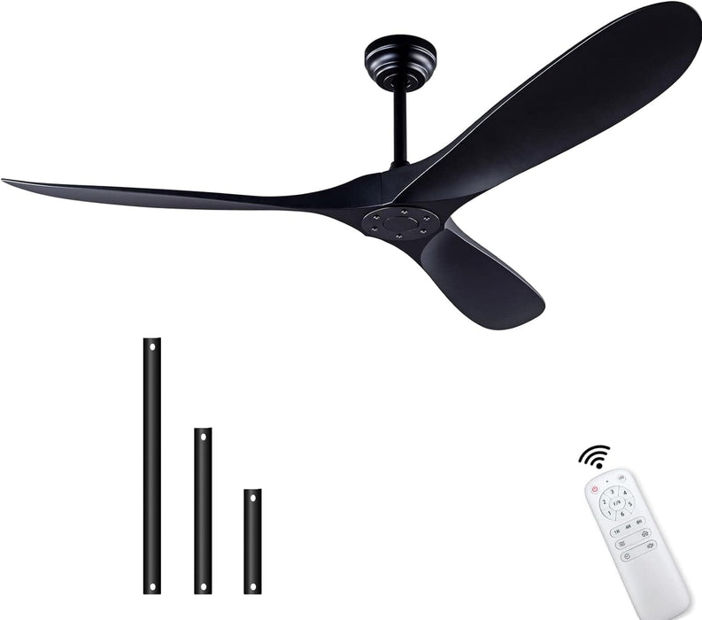 42 in. Ceiling Fan with Light and Remote, Farmhouse Reversible Quiet Ceiling Fans for Living Room Bedroom, Black Outdoor Ceiling Fan-12-ErisView