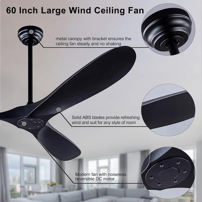 42 in. Ceiling Fan with Light and Remote, Farmhouse Reversible Quiet Ceiling Fans for Living Room Bedroom, Black Outdoor Ceiling Fan-14-ErisView