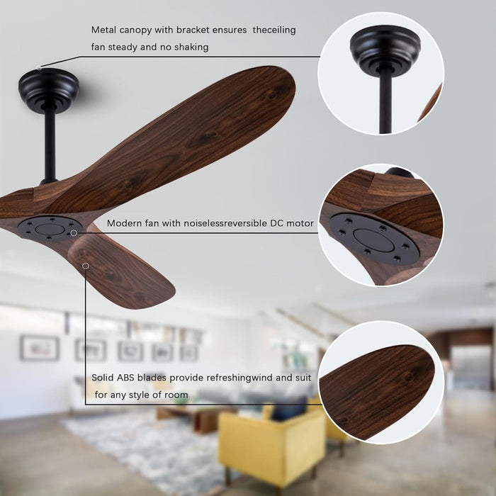 42 in. Ceiling Fan with Light and Remote, Farmhouse Reversible Quiet Ceiling Fans for Living Room Bedroom, Black Outdoor Ceiling Fan-20-ErisView