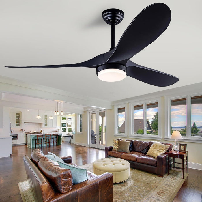 42 in. Ceiling Fan with Light and Remote, Farmhouse Reversible Quiet Ceiling Fans for Living Room Bedroom, Black Outdoor Ceiling Fan-22-ErisView