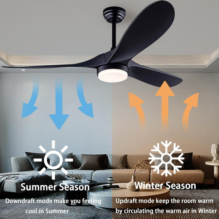 42 in. Ceiling Fan with Light and Remote, Farmhouse Reversible Quiet Ceiling Fans for Living Room Bedroom, Black Outdoor Ceiling Fan-25-ErisView