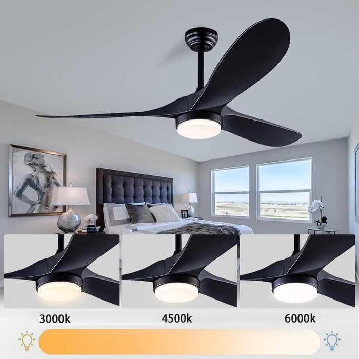 42 in. Ceiling Fan with Light and Remote, Farmhouse Reversible Quiet Ceiling Fans for Living Room Bedroom, Black Outdoor Ceiling Fan-26-ErisView