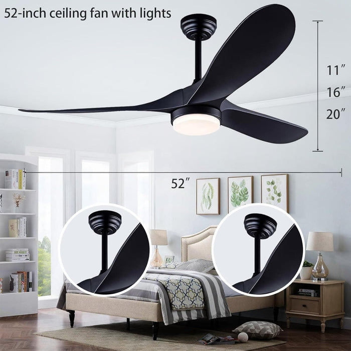 42 in. Ceiling Fan with Light and Remote, Farmhouse Reversible Quiet Ceiling Fans for Living Room Bedroom, Black Outdoor Ceiling Fan-27-ErisView