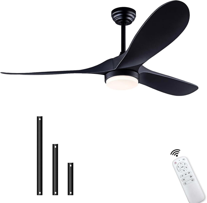 42 in. Ceiling Fan with Light and Remote, Farmhouse Reversible Quiet Ceiling Fans for Living Room Bedroom, Black Outdoor Ceiling Fan-28-ErisView