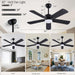 42 in. Ceiling Fan with Light and Remote, Farmhouse Reversible Quiet Ceiling Fans for Living Room Bedroom, Black Outdoor Ceiling Fan-2-ErisView