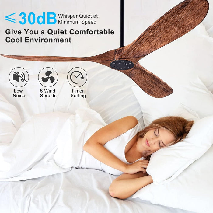 42 in. Ceiling Fan with Light and Remote, Farmhouse Reversible Quiet Ceiling Fans for Living Room Bedroom, Black Outdoor Ceiling Fan-31-ErisView