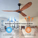 42 in. Ceiling Fan with Light and Remote, Farmhouse Reversible Quiet Ceiling Fans for Living Room Bedroom, Black Outdoor Ceiling Fan-32-ErisView