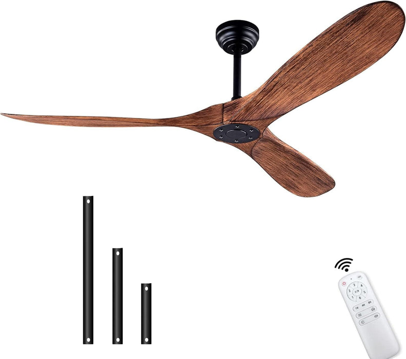 42 in. Ceiling Fan with Light and Remote, Farmhouse Reversible Quiet Ceiling Fans for Living Room Bedroom, Black Outdoor Ceiling Fan-33-ErisView