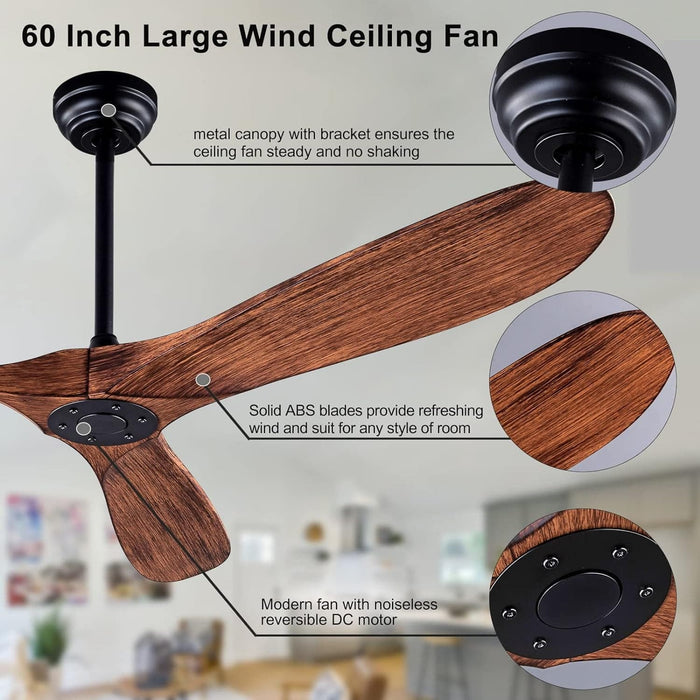 42 in. Ceiling Fan with Light and Remote, Farmhouse Reversible Quiet Ceiling Fans for Living Room Bedroom, Black Outdoor Ceiling Fan-35-ErisView