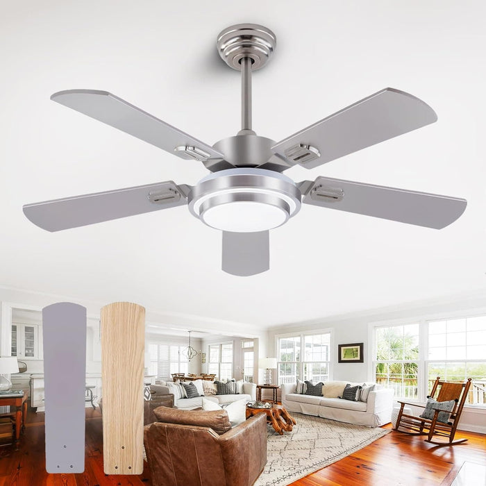 42 in. Ceiling Fan with Light and Remote, Farmhouse Reversible Quiet Ceiling Fans for Living Room Bedroom, Black Outdoor Ceiling Fan-43-ErisView