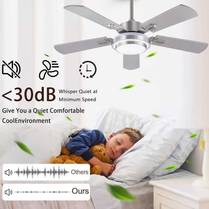 42 in. Ceiling Fan with Light and Remote, Farmhouse Reversible Quiet Ceiling Fans for Living Room Bedroom, Black Outdoor Ceiling Fan-44-ErisView