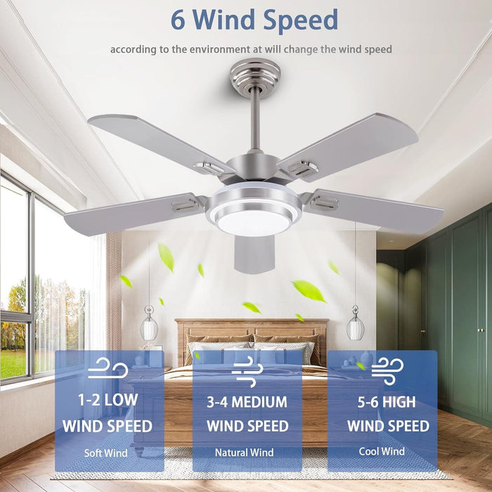 42 in. Ceiling Fan with Light and Remote, Farmhouse Reversible Quiet Ceiling Fans for Living Room Bedroom, Black Outdoor Ceiling Fan-45-ErisView