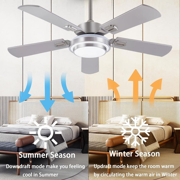 42 in. Ceiling Fan with Light and Remote, Farmhouse Reversible Quiet Ceiling Fans for Living Room Bedroom, Black Outdoor Ceiling Fan-46-ErisView